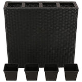 NNEVL Garden Rectangle Rattan Raised Bed Set Black