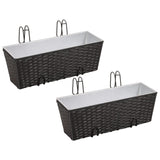 NNEVL Balcony Trapezoid Rattan Planter 2 pcs Black
