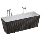 NNEVL Balcony Trapezoid Rattan Planter 2 pcs Black
