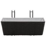 NNEVL Balcony Trapezoid Rattan Planter 2 pcs Black