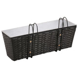 NNEVL Balcony Trapezoid Rattan Planter 2 pcs Black