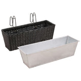 NNEVL Balcony Trapezoid Rattan Planter 2 pcs Black