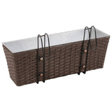 NNEVL Balcony Trapezoid Rattan Planter Set 50 cm 2 pcs Brown