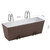 NNEVL Balcony Trapezoid Rattan Planter Set 50 cm 2 pcs Brown