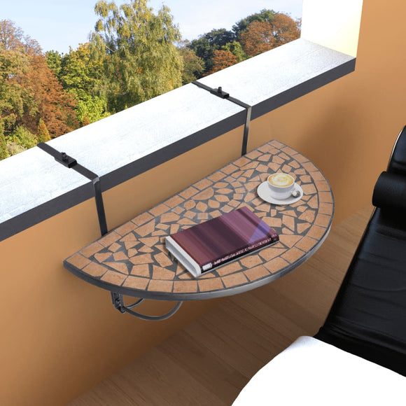 NNEVL Hanging Balcony Table Terracotta Mosaic