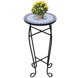 NNEVL Mosaic Plant Table Blue and White