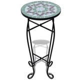 NNEVL Mosaic Side Table Plant Table Green White