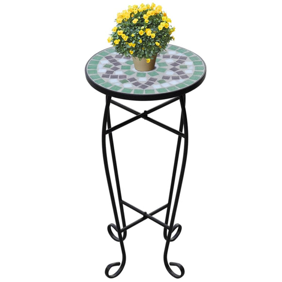 NNEVL Mosaic Side Table Plant Table Green White