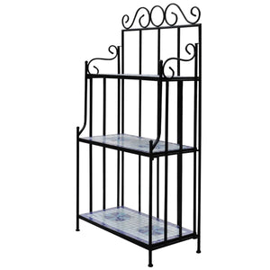 NNEVL Plant Stand Plant Display Blue White Mosaic Pattern