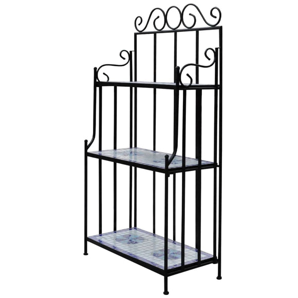 NNEVL Plant Stand Plant Display Blue White Mosaic Pattern