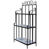 NNEVL Plant Stand Plant Display Blue White Mosaic Pattern