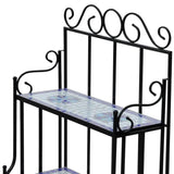NNEVL Plant Stand Plant Display Blue White Mosaic Pattern