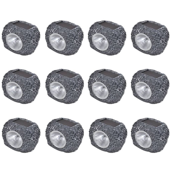 NNEVL Outdoor Solar Powered LED Spotlight Stone Shape 12 pcs