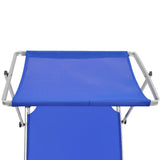 NNEVL Folding Sun Lounger with Roof Aluminium and Textilene Blue