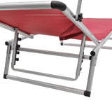 NNEVL Folding Sun Lounger with Roof Aluminium and Textilene Red