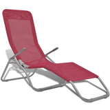 NNEVL Sun Loungers 2 pcs Steel Frame and Textilene Red