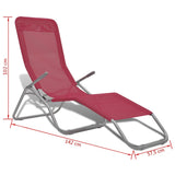 NNEVL Sun Loungers 2 pcs Steel Frame and Textilene Red