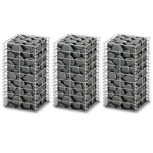 NNEVL Gabion Set 3 pcs Galvanised Wire 25x25x50 cm