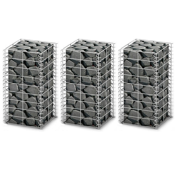 NNEVL Gabion Set 3 pcs Galvanised Wire 25x25x50 cm
