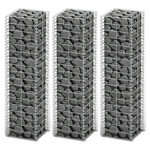 NNEVL Gabion Set 3 pcs Galvanised Wire 25x25x100 cm