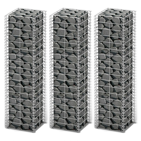 NNEVL Gabion Set 3 pcs Galvanised Wire 25x25x100 cm