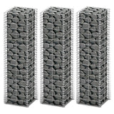 NNEVL Gabion Set 3 pcs Galvanised Wire 25x25x100 cm