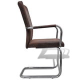 NNEVL Cantilever Dining Chairs 6 pcs Brown Leathaire
