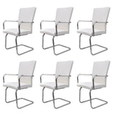 NNEVL Cantilever Dining Chairs 6 pcs White Faux Leather
