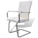 NNEVL Cantilever Dining Chairs 6 pcs White Faux Leather