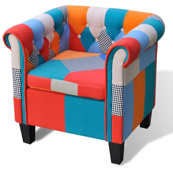 NNEVL Armchair with Patchwork Design Fabric