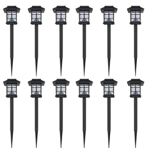 NNEVL Outdoor Solar Lamp LED Light Set 12 pcs with Spike 8.6 x 8.6 x 38 cm