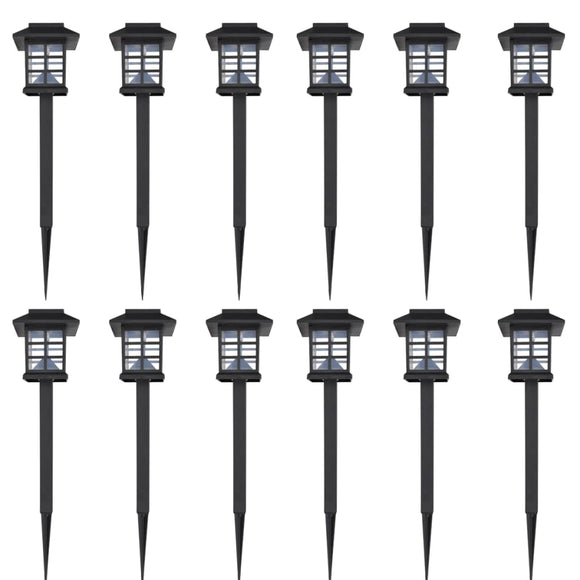 NNEVL Outdoor Solar Lamp LED Light Set 12 pcs with Spike 8.6 x 8.6 x 38 cm