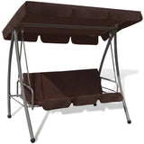 NNEVL Outdoor Convertible Swing Bench with Canopy Coffee