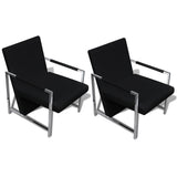 NNEVL Armchairs 2 pcs with Chrome Frame Black Faux Leather