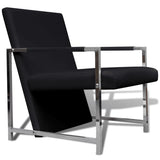 NNEVL Armchairs 2 pcs with Chrome Frame Black Faux Leather