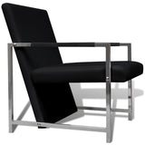 NNEVL Armchairs 2 pcs with Chrome Frame Black Faux Leather