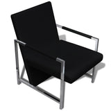 NNEVL Armchairs 2 pcs with Chrome Frame Black Faux Leather