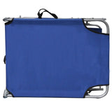 NNEVL Folding Sun Lounger with Canopy Steel and Fabric Blue