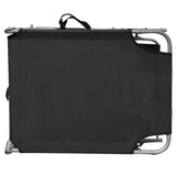 NNEVL Folding Sun Lounger with Canopy Steel and Fabric Black