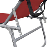 NNEVL Folding Sun Lounger with Canopy Steel and Fabric Red