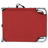 NNEVL Folding Sun Lounger with Canopy Steel and Fabric Red