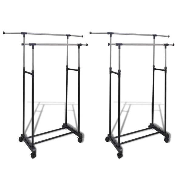 NNEVL Adjustable Clothes Rack with 2 Hanging Rails 2 pcs
