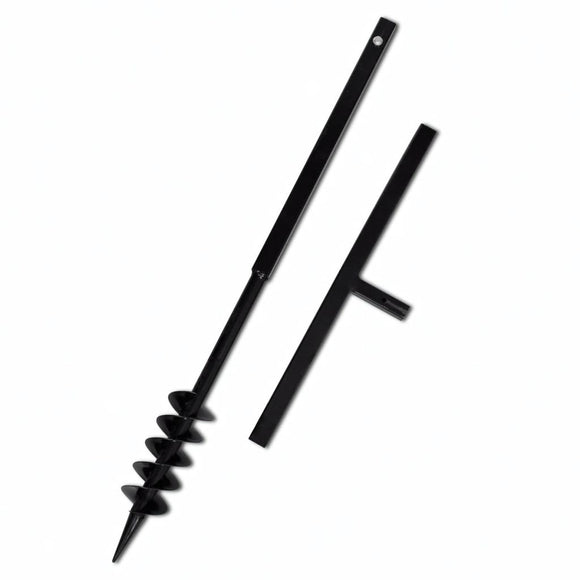 NNEVL Ground Drill with Handle Auger Bit 80 mm Double Spirals Steel Black