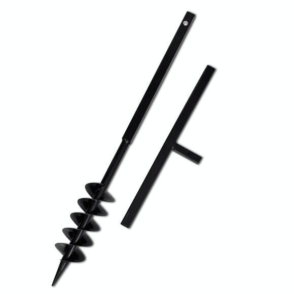 NNEVL Ground Drill with Handle Auger Bit 100 mm Double Spirals Steel Black