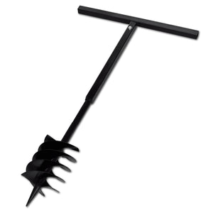 NNEVL Ground Drill with Handle Auger Bit 180mm 3 Spirals Steel Black