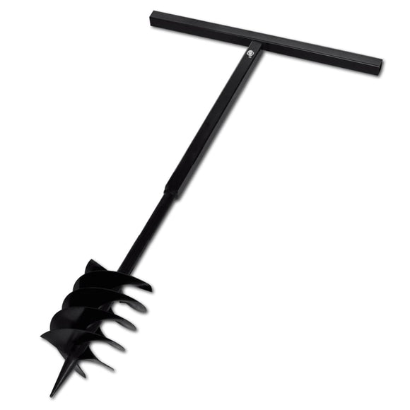 NNEVL Ground Drill with Handle Auger Bit 180mm 3 Spirals Steel Black