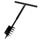 NNEVL Ground Drill with Handle Auger Bit 180mm 3 Spirals Steel Black