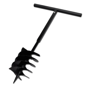 NNEVL Ground Drill with Handle Auger Bit 200 mm Three Spirals Steel Black