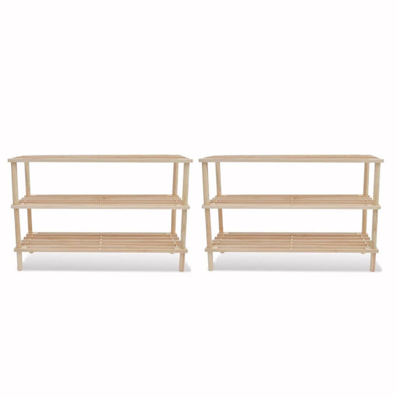 NNEVL Wooden Shoe Rack 3-Tier 2 pcs