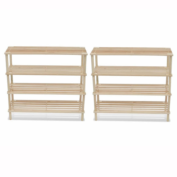 NNEVL Wooden Shoe Rack 4-Tier Shoe Shelf Storage 2 pcs